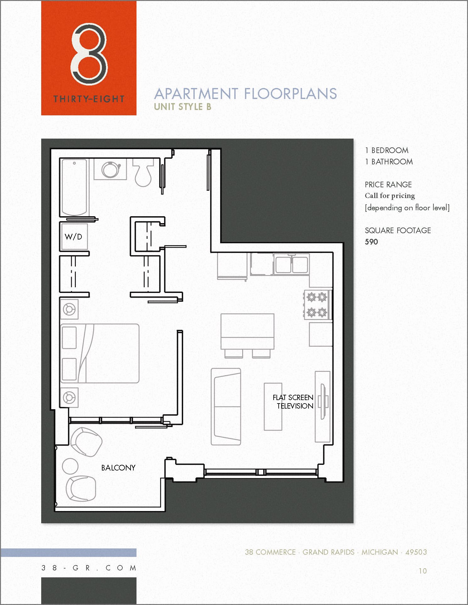 38 Commerce Apartments Downtown Grand Rapids Floor Plan Unit B 38 Commerce Apartments Downtown Grand Rapids Floor Plan Unit B